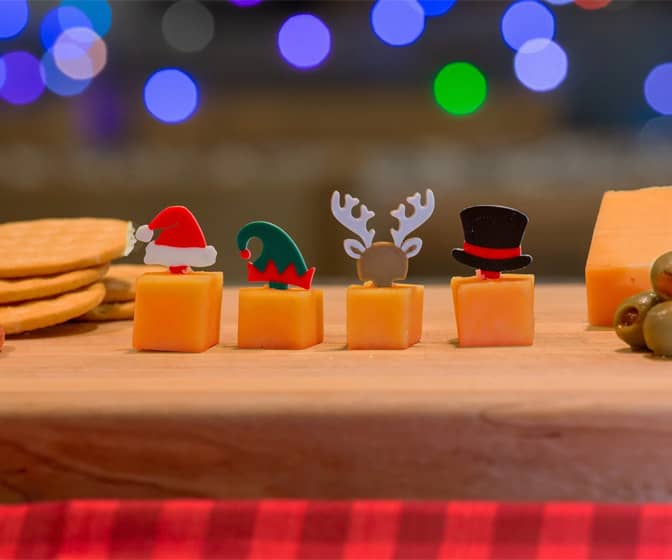 Christmas Party Food Pick Holiday Hats: Santa, Elf, Reindeer, Snowman