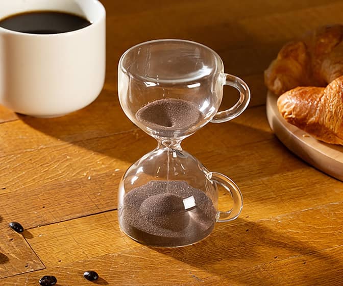 Coffee Break Sand Timer - Coffee-Colored Sand / Glass Coffee Cub Bulbs