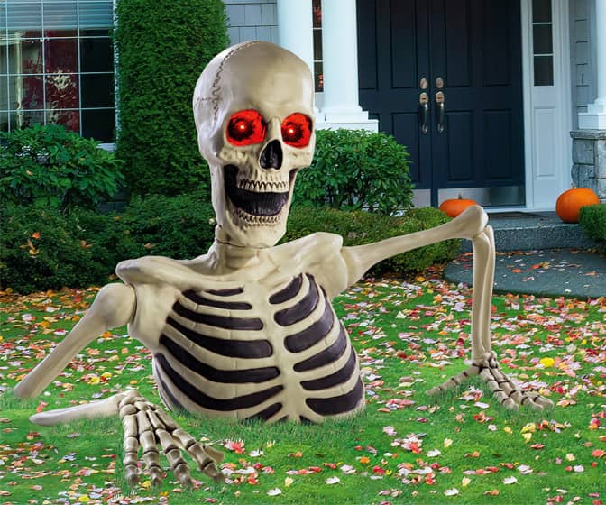 Costco Giant Ground-Breaking Skeleton with Red LED Glowing Eyes