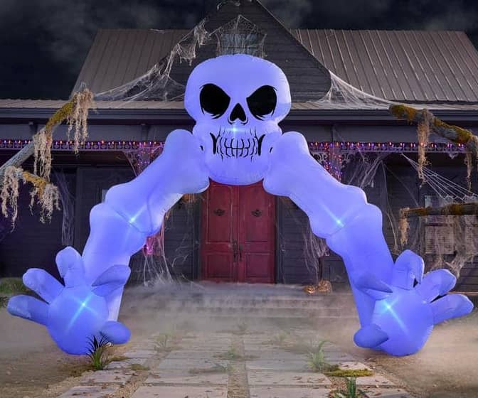 Massive 14-Ft Inflatable Skeleton Archway w/ Short Circuit Flickering
