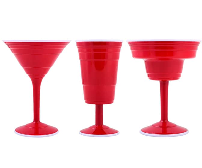 Red Party Cup Stemware - Reusable Wine, Beer, Martini, and Margarita Glasses