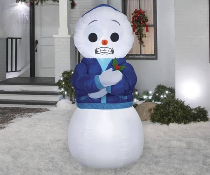 Animated Shivering and Shaking Inflatable Snowman with Googly Eyes