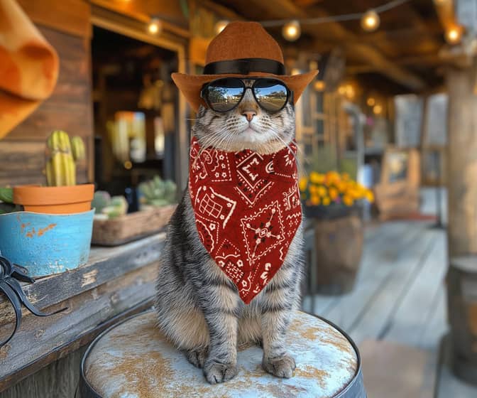 Badass Cat Costume - Cowboy, Outlaw, and 1980's Action Hero All-in-One