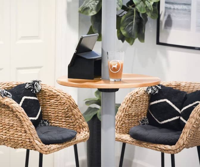 Basement Pole Bar Table / Drink Shelf