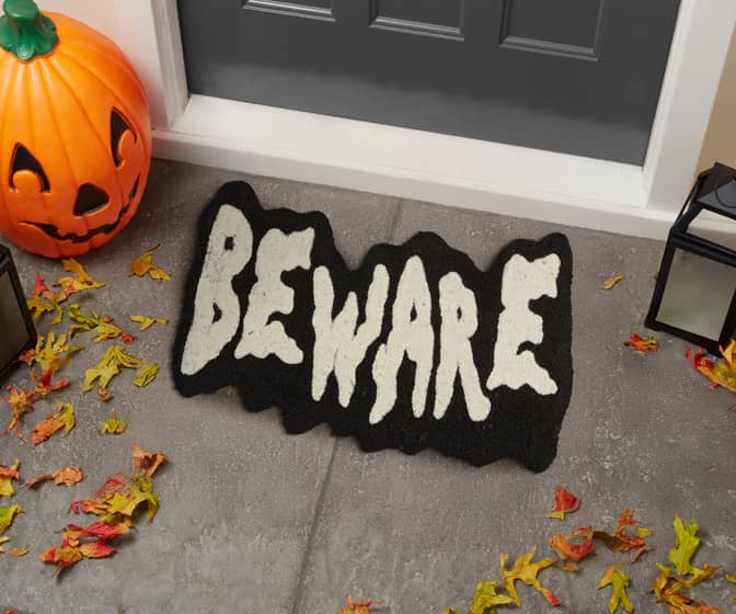 BEWARE Halloween Coir Doormat