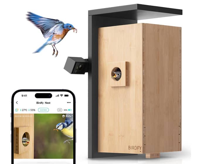 Birdfy Nest - Bamboo Smart Birdhouse w/ Dual Cameras and A.I. Identify