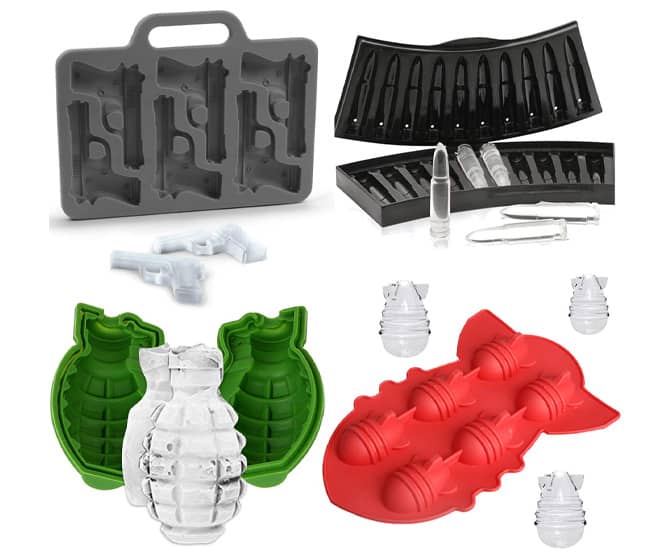 Bullets, Bombs, Grenades, and Pistols Ice Cube Trays