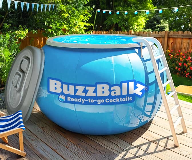 BuzzBallz Inflatable Above-Ground Pool in Berry Cherry Limeade Blue