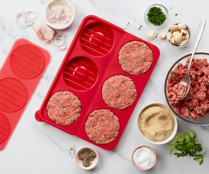 Chef'n Fold 'n Freeze - Silicone Hamburger Patty Mold With Dimples