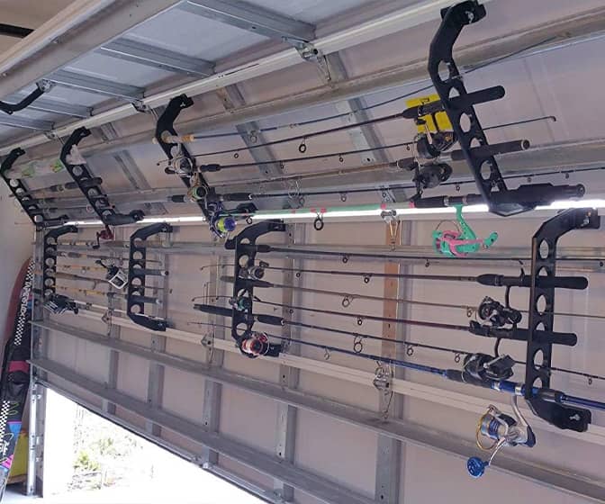 Cobra Garage Door Storage Rack - Holds Fishing Rods, Brooms, and More!