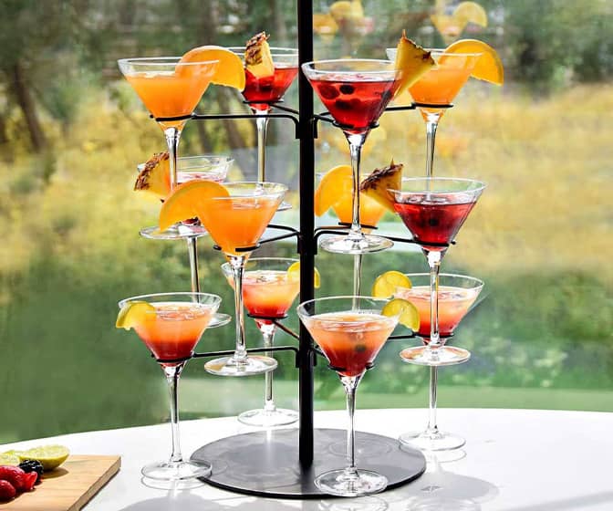 Cocktail Tree Stand - Holds 12 Cocktail, Wine, or Champagne Glasses