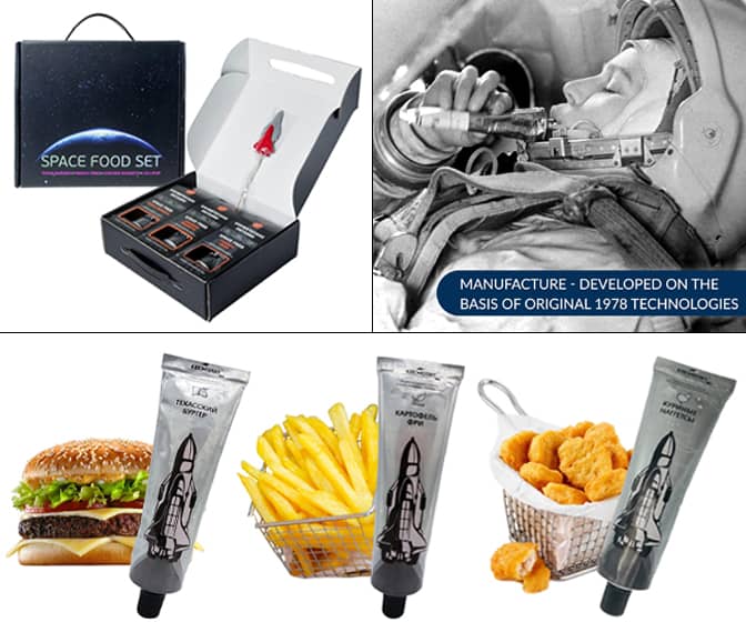 Cosmonaut Space Food Set - Texas Burger, French Fries, Chicken Nuggets