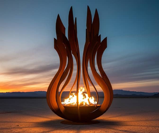 Flame Bloom Metal Fire Sculpture