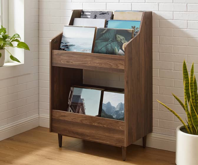 Forward-Facing Vinyl Record Storage Stand - Flip and Browse With Ease!