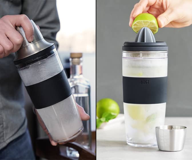 FREEZE Cocktail Shaker - Active Cooling Gel and Built-In Citrus Reamer