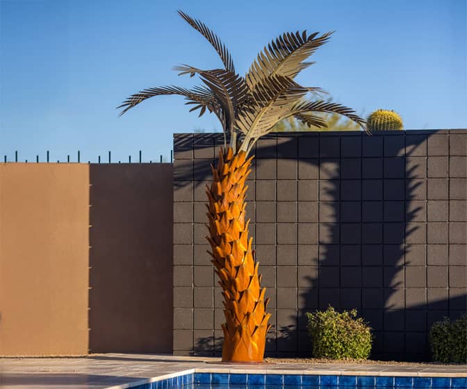 Giant 10-Ft Corten Steel Palm Tree Sculpture