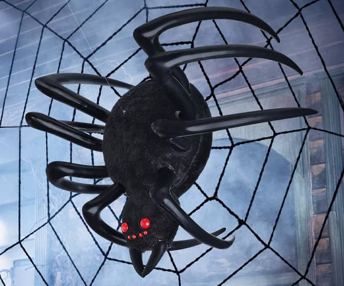 Giant 4-Ft Hanging Inflatable Furry Spider