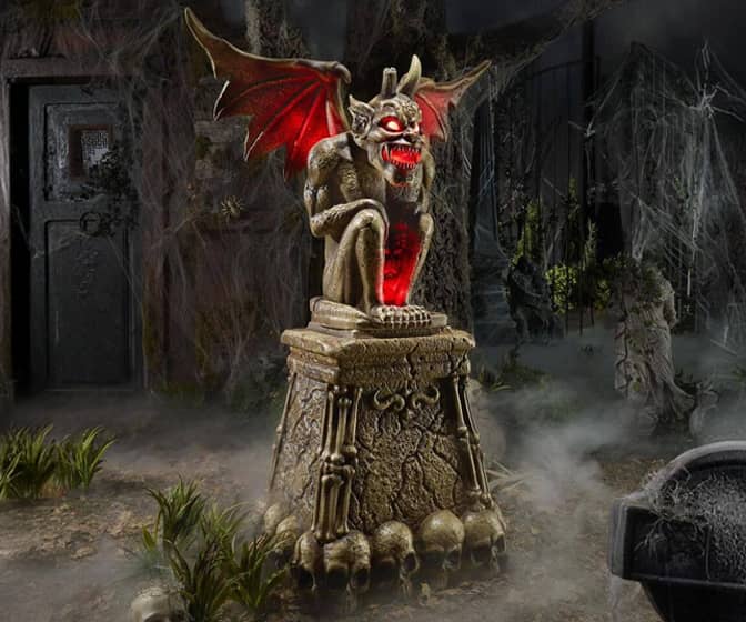 Giant 5.5-Ft Illuminated Gargoyle Statue