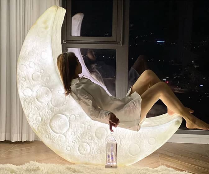 Giant Crescent Moon Floor Lamp / Lounge Chair / Photo Prop