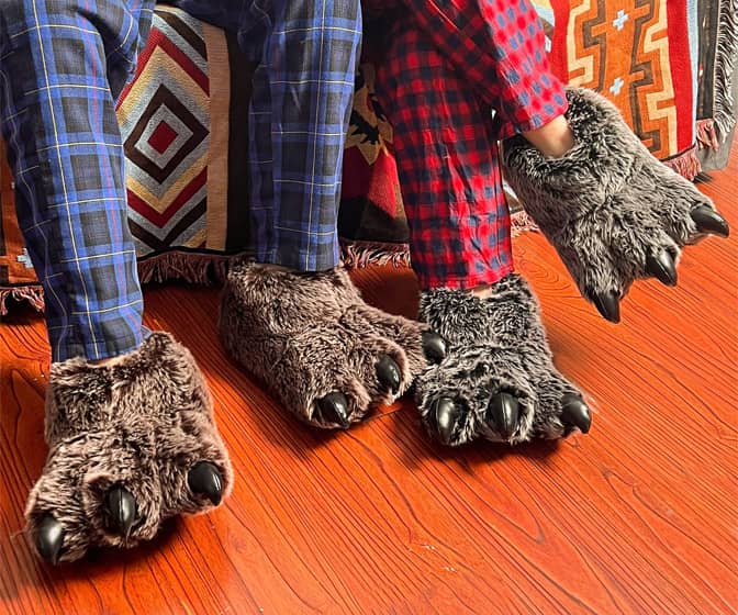 Giant Furry Bear Paw Slippers