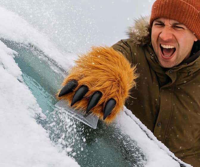 Giant Furry Bigfoot Hand Ice Scraper / Hand Warmer