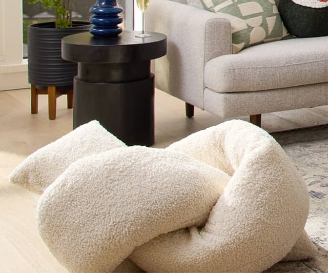 Giant Ivory Boucle Knot Floor Cushion - Can Be Tied or Untied