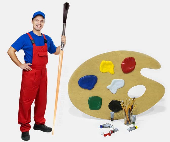 Gigantic 6-Ft Tall Artist's Paintbrush and Giant Paint Palette