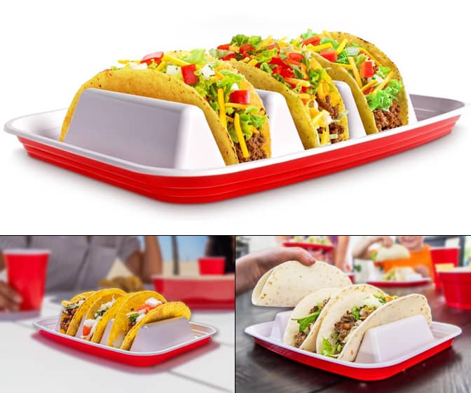 GoBig Red Taco Party Plates with Dividers
