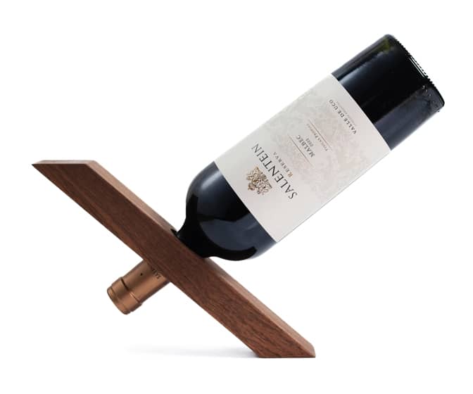 Gravity-Defying Wooden Wine Bottle Holder