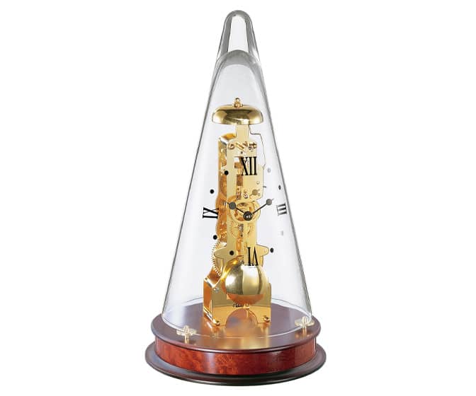 Hermle Leyton - Glass Cone Dome Table Clock with Skeleton Movement