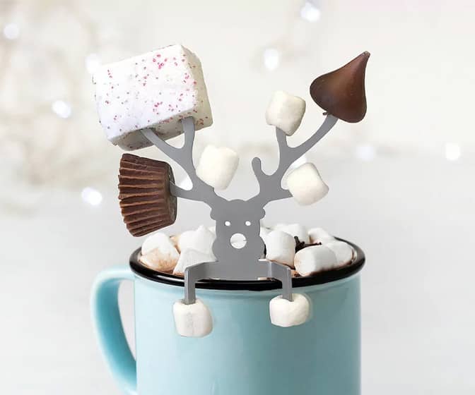 Hot Cocoa Reindeer Garnish Trees - Marshmallows, Chocolates, and More