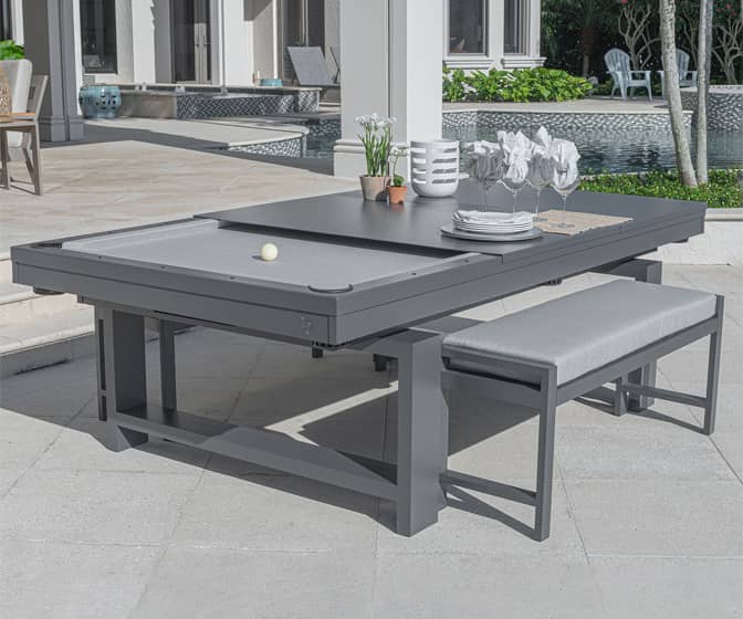 Indio Metal Convertible Outdoor Pool Table / Dining Table Set