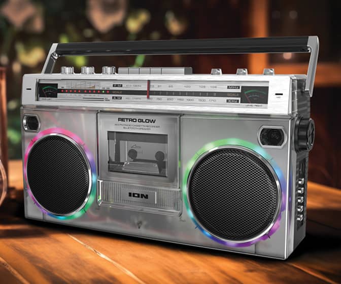 ION Retro Glow - Translucent Bluetooth / Cassette Tape Boombox