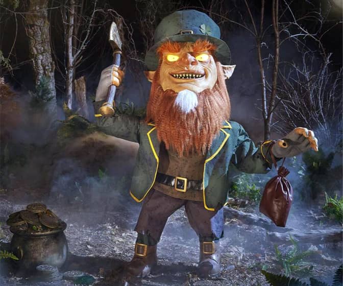 Life-Sized Cursed Clover Leprechaun Animatronic Statue