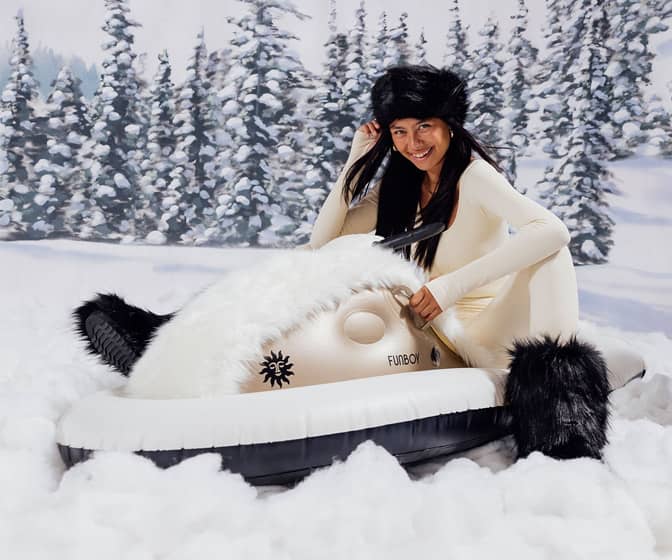 Luxurious Faux Fur Inflatable Snowmobile Sled