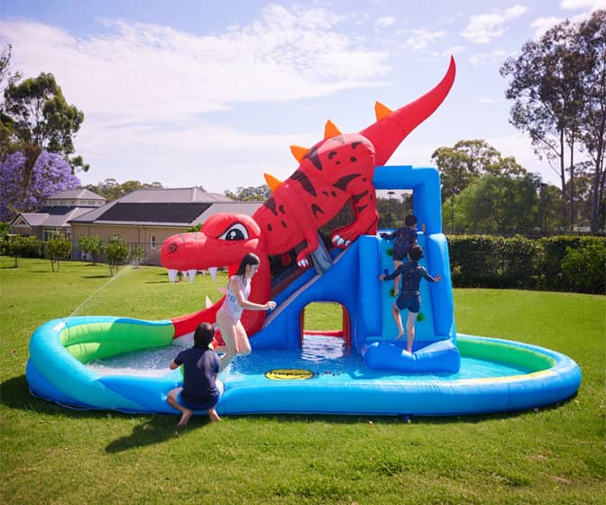 Massive Dinosaur Cave Adventure Inflatable Water Slide / Water Park