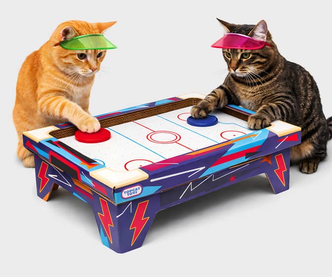 Miniature Cardboard Air Hockey Table For Cats