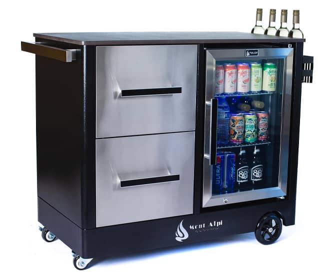 Mont Alpi Outdoor Mobile Bar Cart / Prep Center / Beverage Fridge