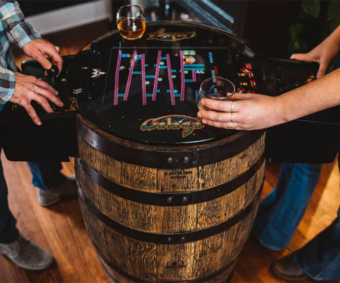 Retro Whiskey Barrel Arcade