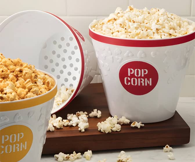 Reusable Popcorn Bucket With Unpopped Kernel Catcher