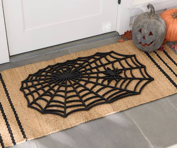 Black Rubber Spider Web Doormat