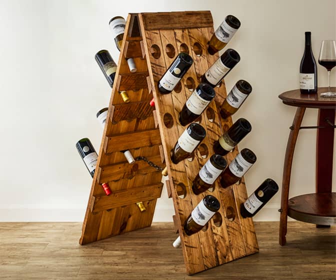 Rustic French Riddling Rack - Holds 60 Wine and Champagne Bottles