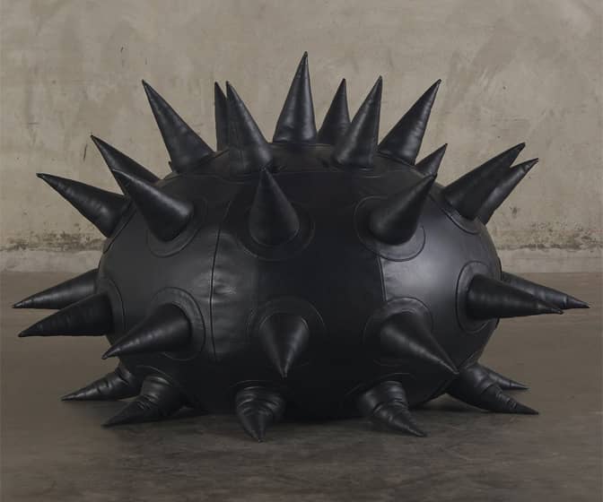 Spike-Covered Sea Urchin Leather Bean Bag Chair