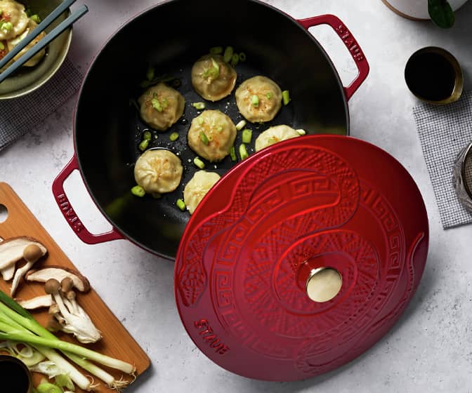 Staub Enameled Cast Iron French Oven Pot - Lunar New Year Snake Lid