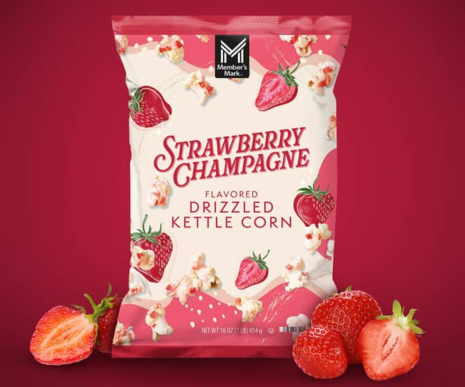 Strawberry Champagne Drizzled Kettle Corn Popcorn