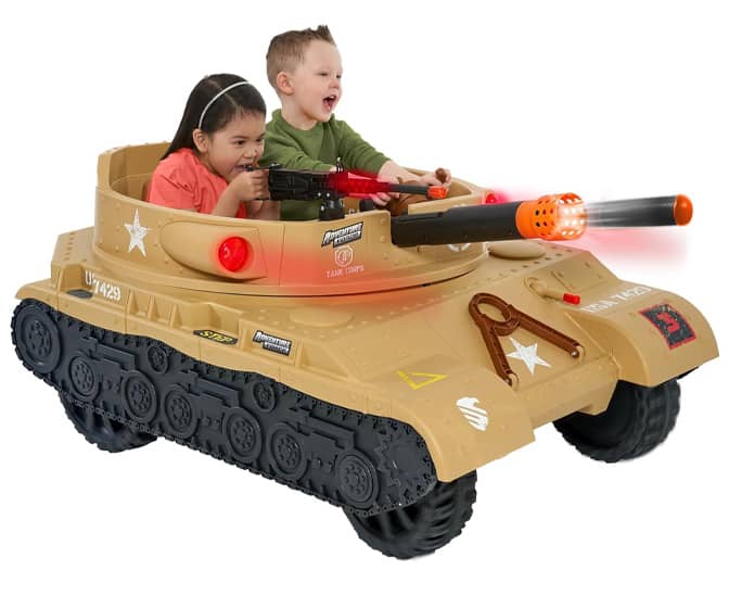 Thunder Tank Ride-On Toy - Working Cannon and Rotating Turret!