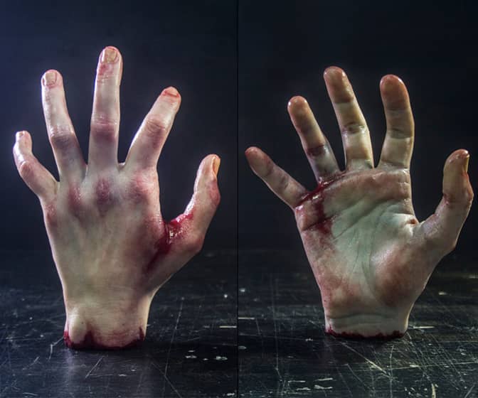 Ultra-Realistic Posable Silicone Severed Hands Props