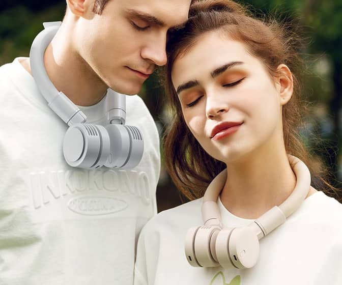 Wearable Bladeless Fan with Freezable Neck Cooling Tube